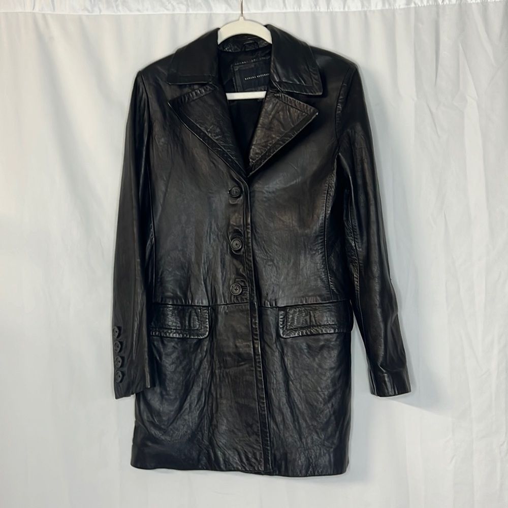Banana Republic 100% Leather Trench Coat